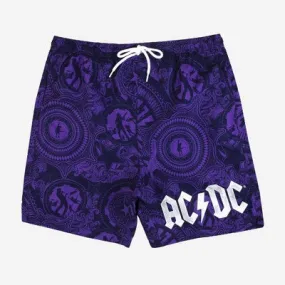 New - Men's 7" Elastic Waist Printed Swim Shorts - Dark Purple XL