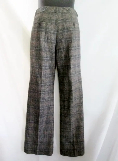 NEW NWT EDITOR EXPRESS FLARE LEG LOW RISE Womens Slacks PANTS Trousers 6 PLAID