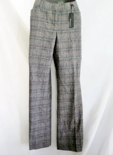 NEW NWT EDITOR EXPRESS FLARE LEG LOW RISE Womens Slacks PANTS Trousers 6 PLAID