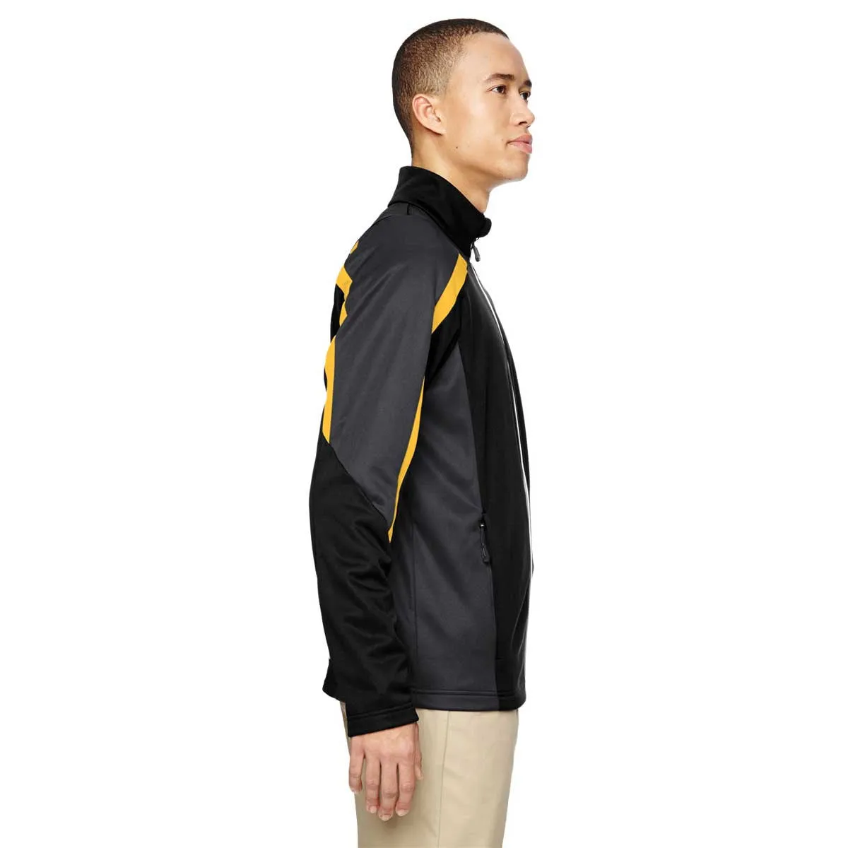 North End Men's Black/Campus Gold Strike Colorblock Fleece Jacket