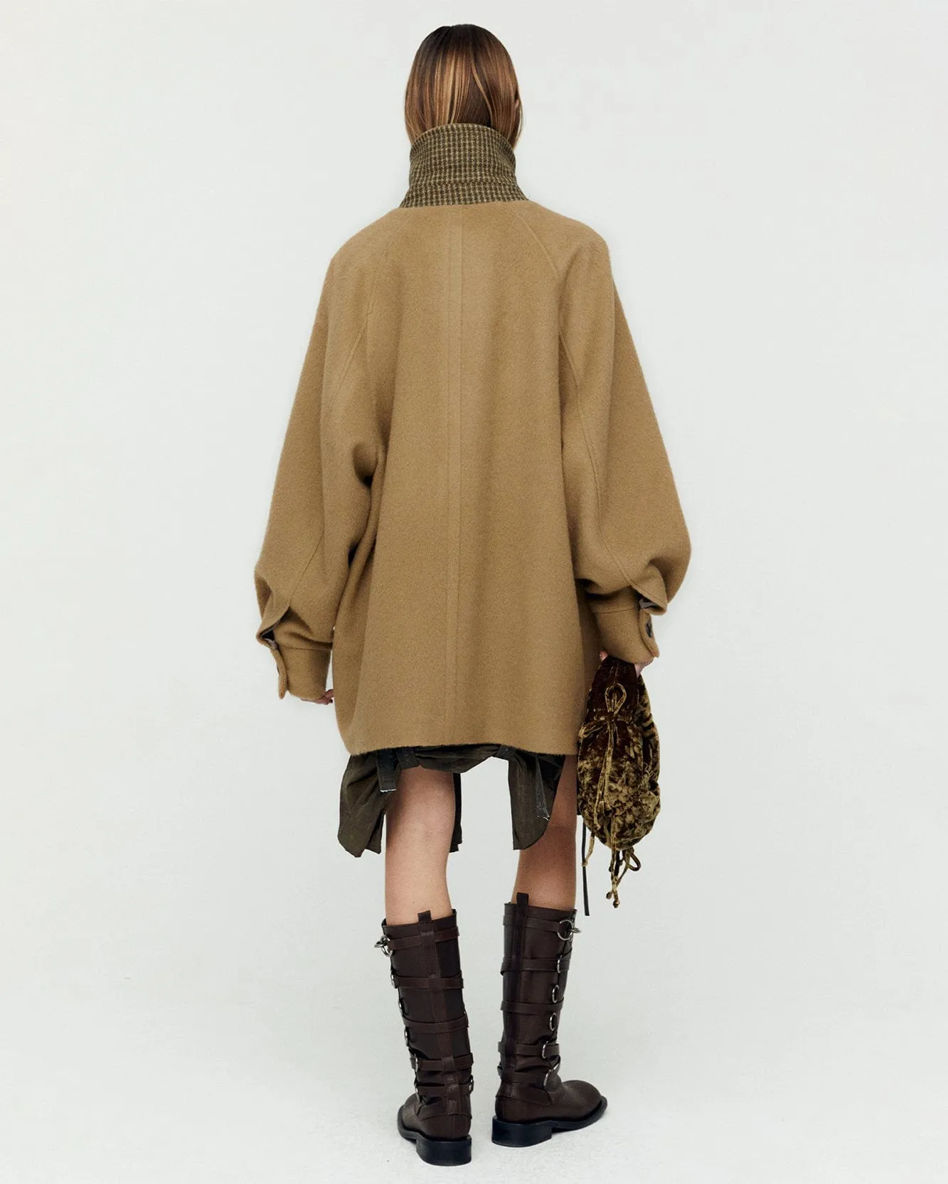 OVERSIZED PEA COAT awa659w(CAMEL)