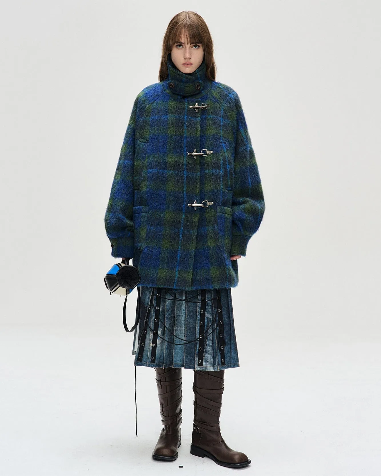 OVERSIZED PEA COAT awa660w(BLUE)