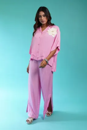 Oversized Shirt Candy Pink   Slit Pants