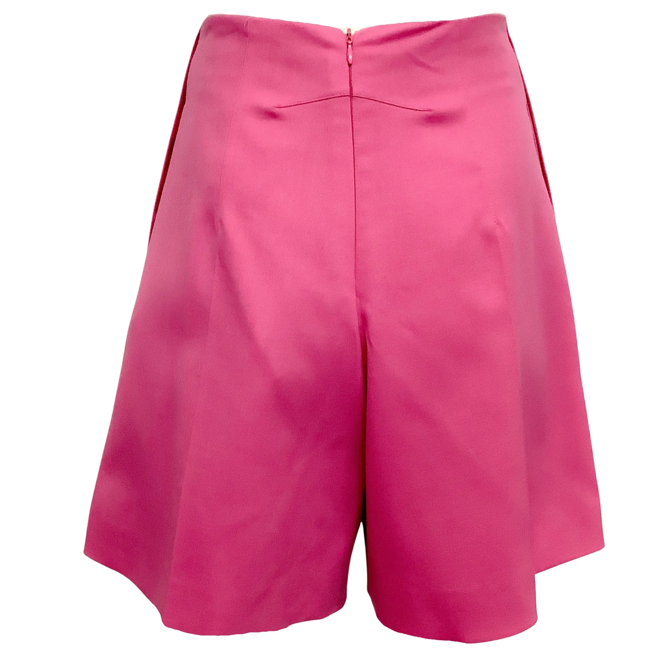 Patou Pink Wool Iconic Shorts with Gold Buttons