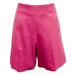 Patou Pink Wool Iconic Shorts with Gold Buttons