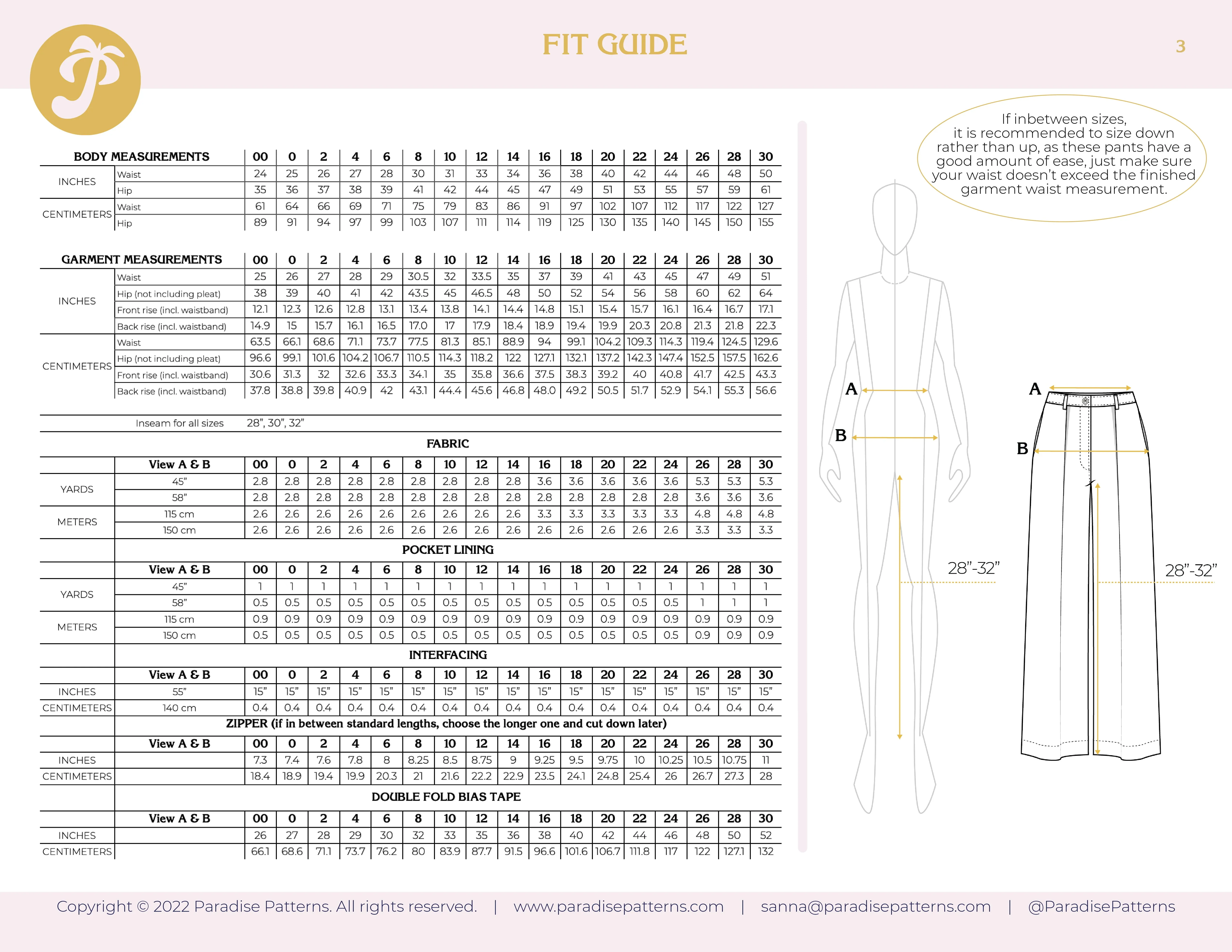 PDF Pattern - Protea Pants | Paradise Patterns