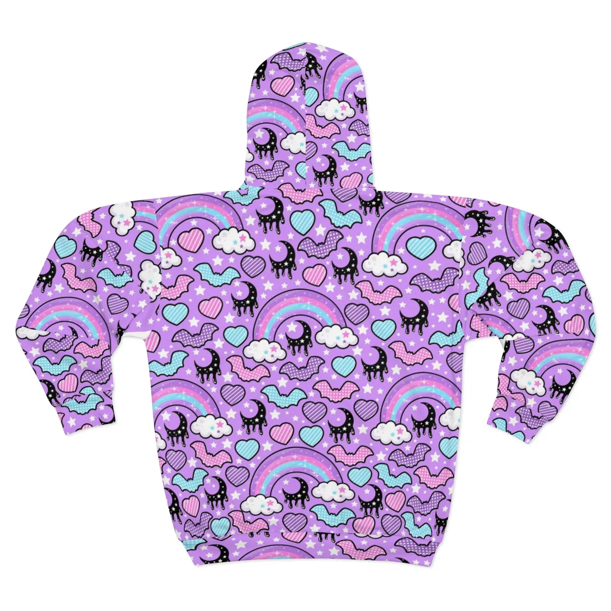 Rainbow Spooky Bats Purple  Unisex Zip Hoodie