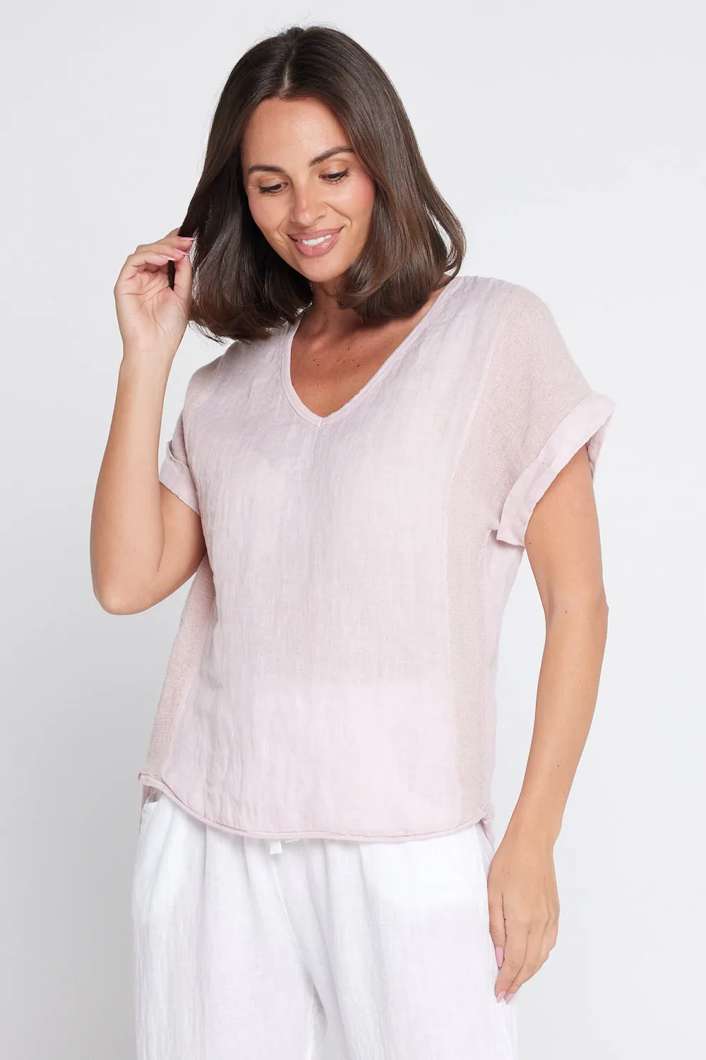 Raquel Linen Top - Rosa Blush