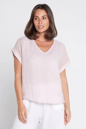 Raquel Linen Top - Rosa Blush