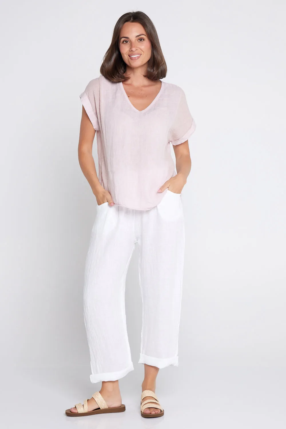 Raquel Linen Top - Rosa Blush