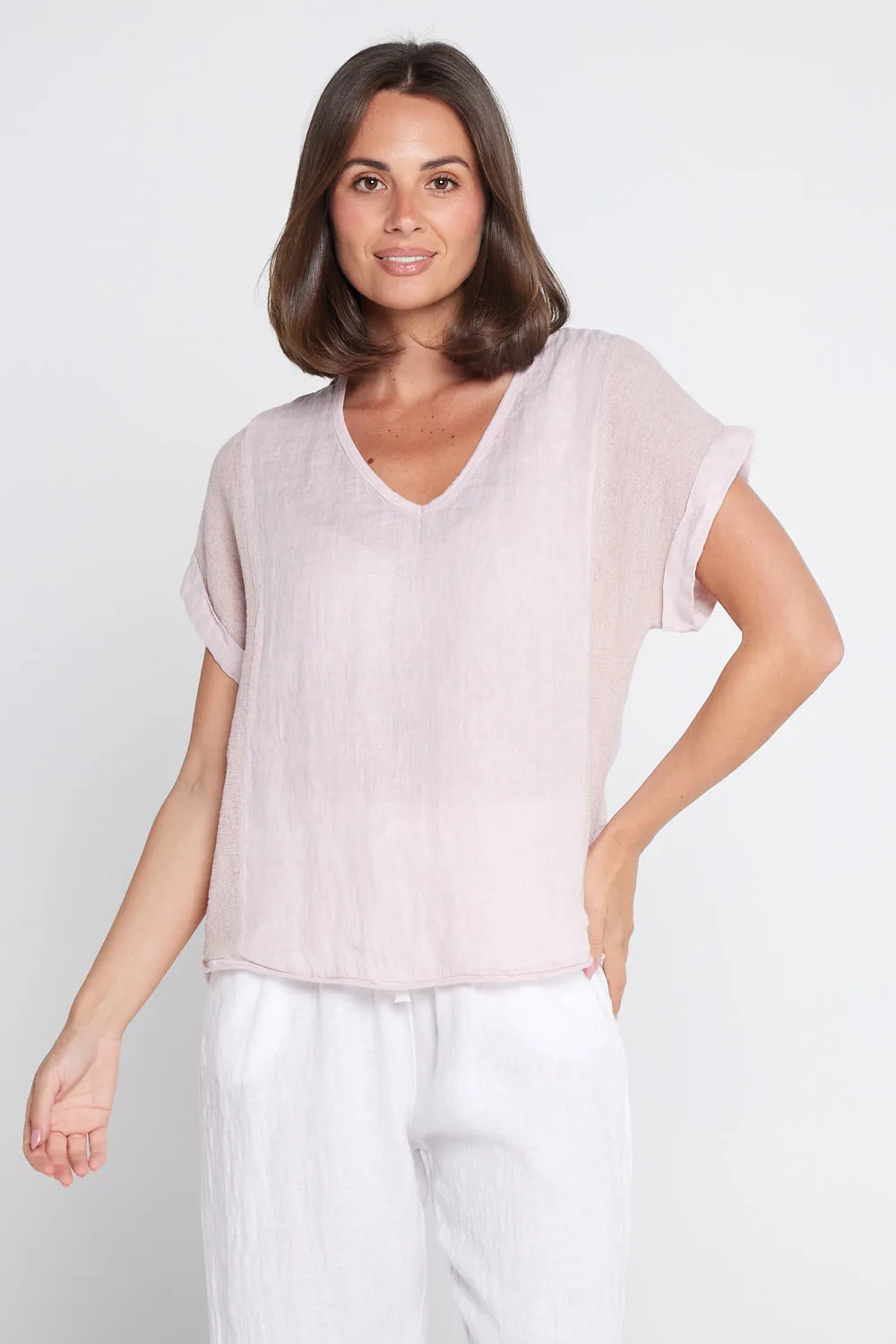 Raquel Linen Top - Rosa Blush