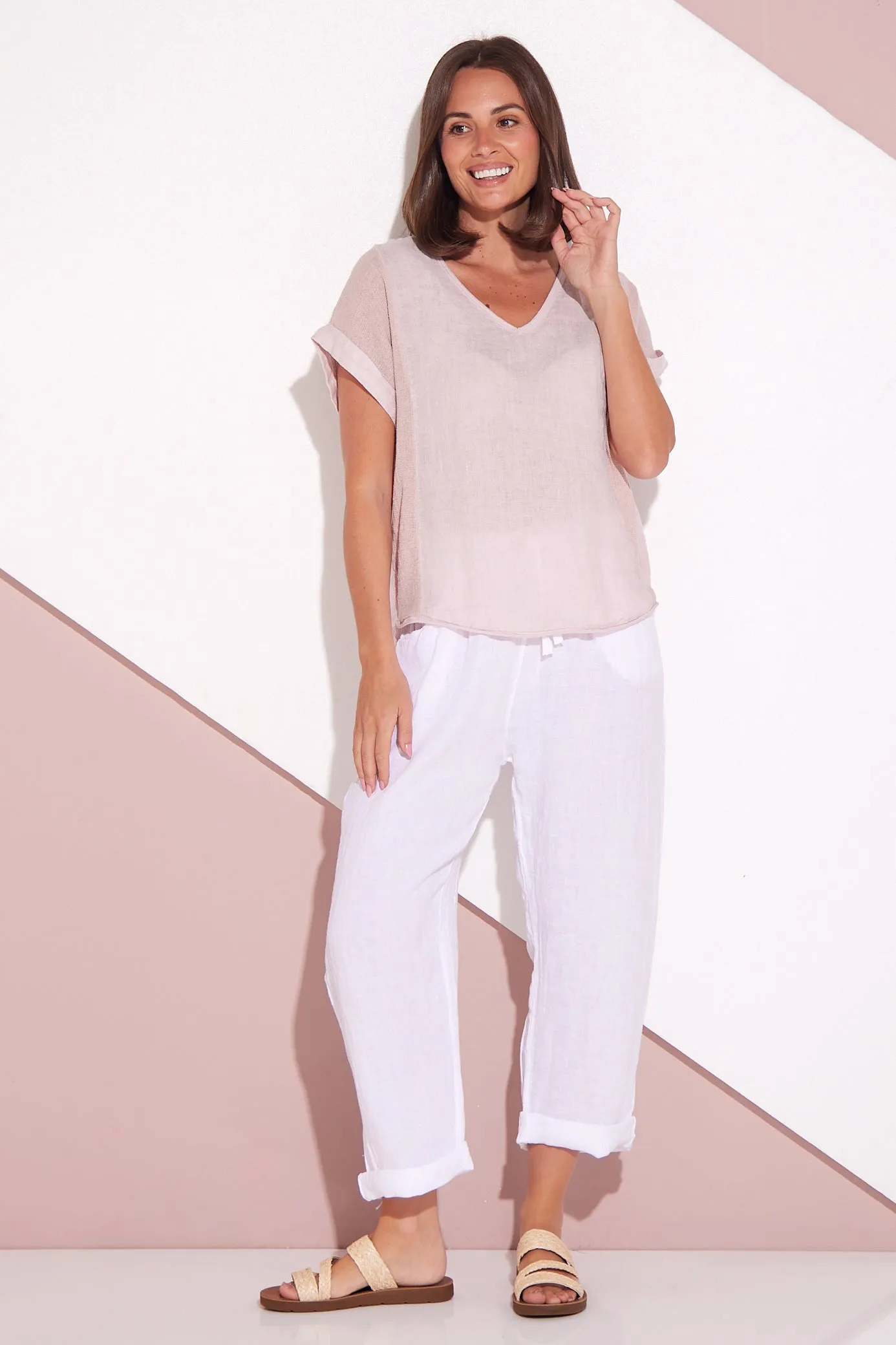 Raquel Linen Top - Rosa Blush