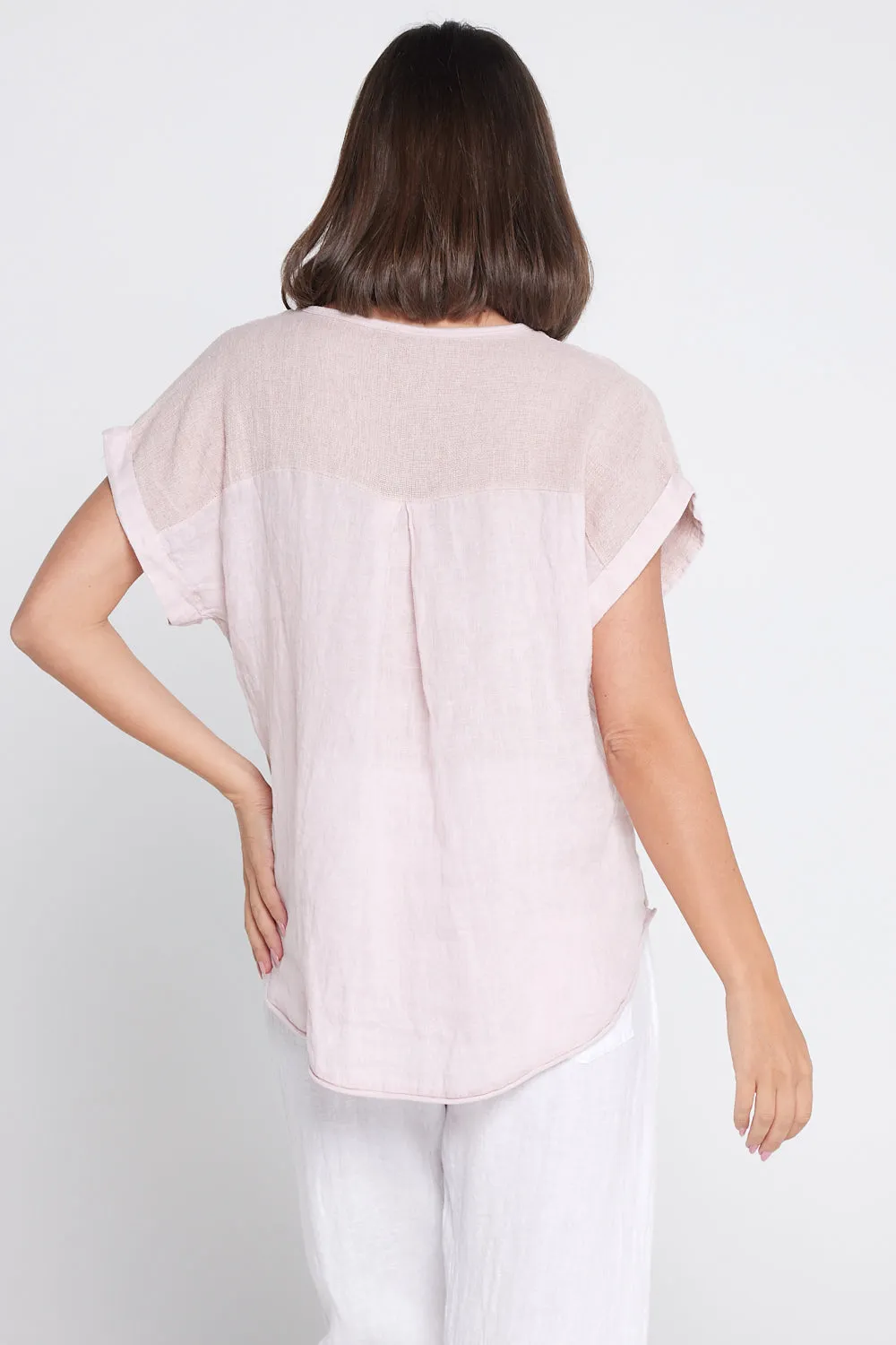 Raquel Linen Top - Rosa Blush