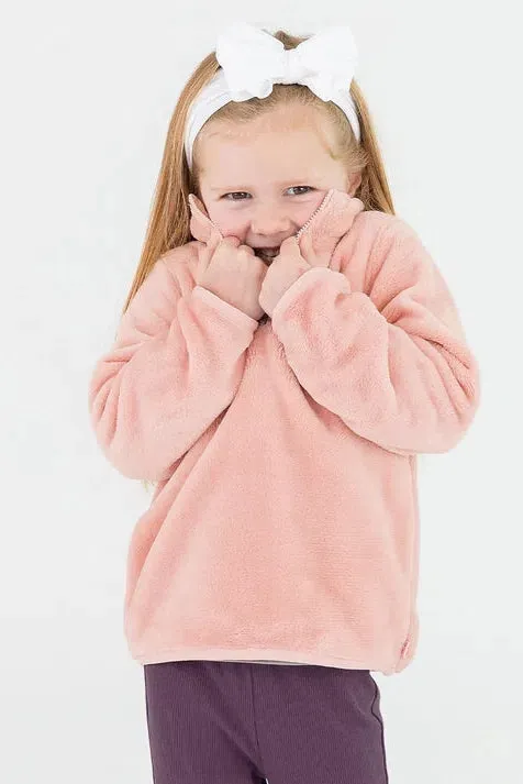 Ruffle Butts - French Rose Pink Fleece Quarter Zip Pullover