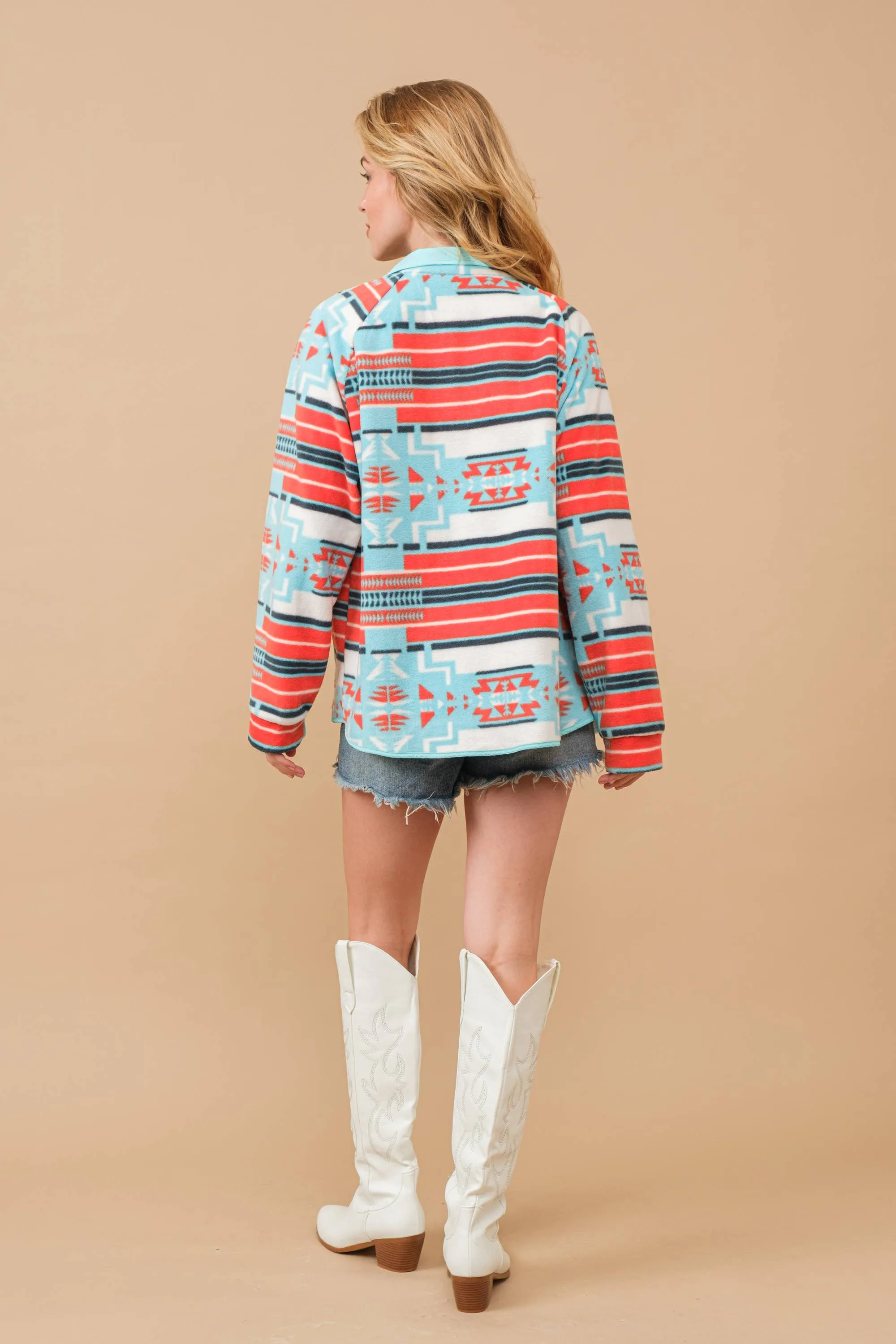 Sahara Fleece Aztec Jacket (Aqua)