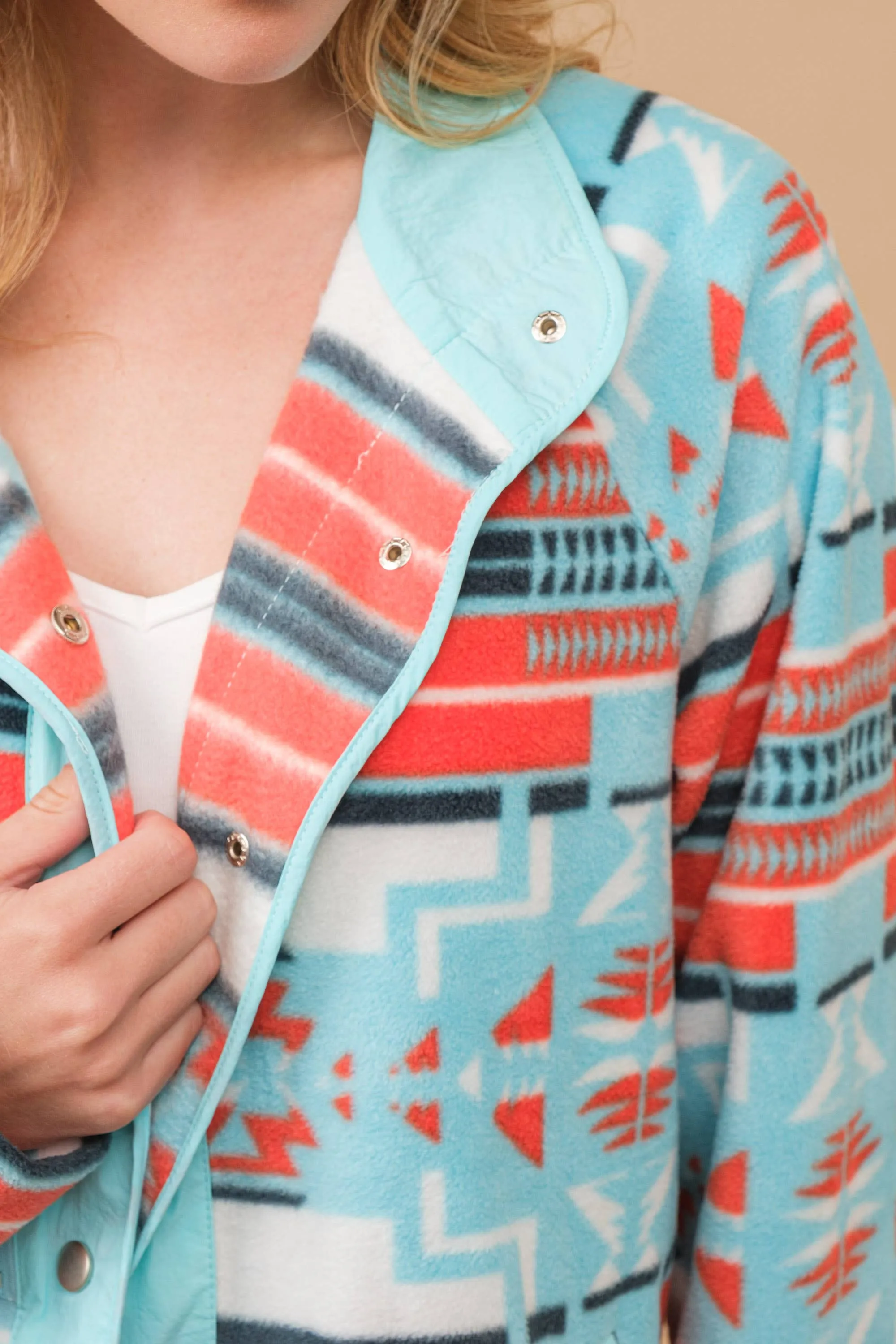 Sahara Fleece Aztec Jacket (Aqua)