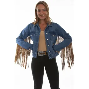 SCULLY WOMEN'S DENIM FRINGE JACKET - HC647