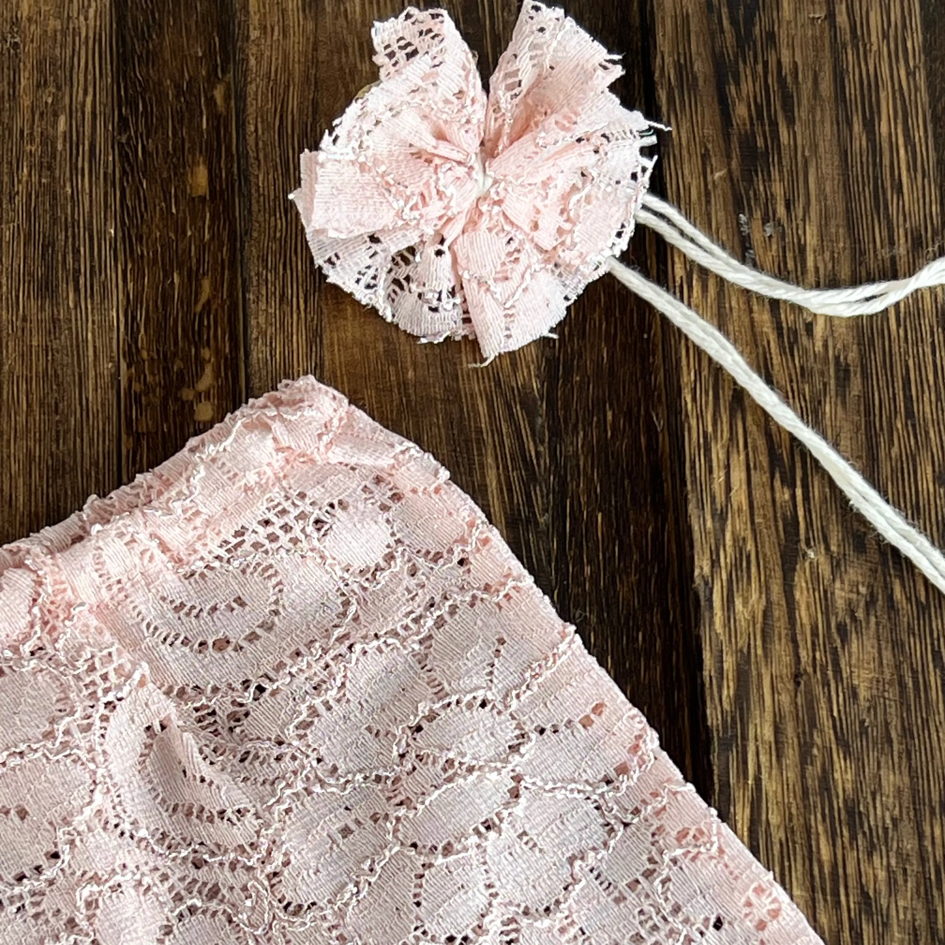 SET Lace Pants w/ Mini Pillow and Headband - Light Rose