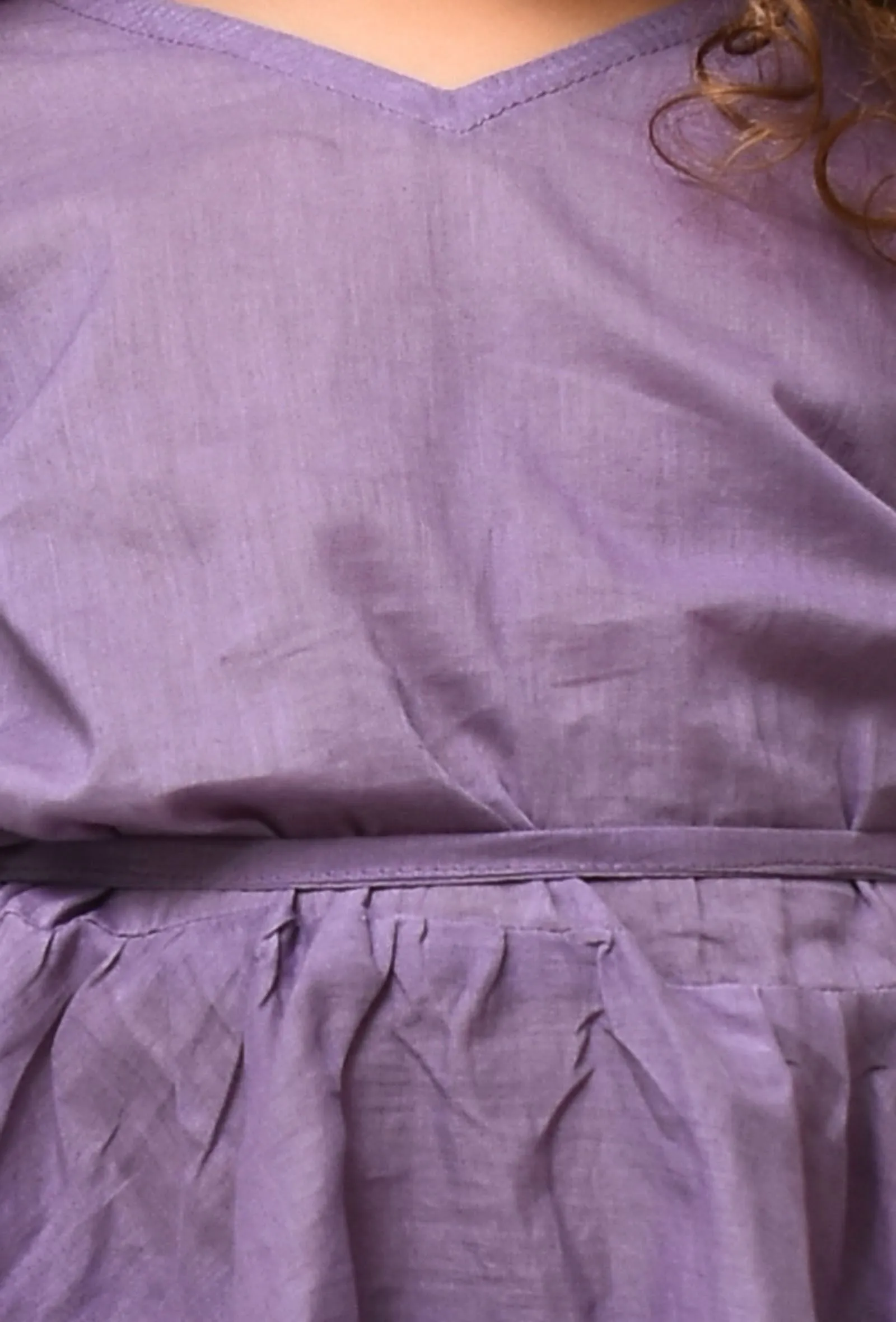 Set Of 2: Mauve Mul Mul Kurta With Pants