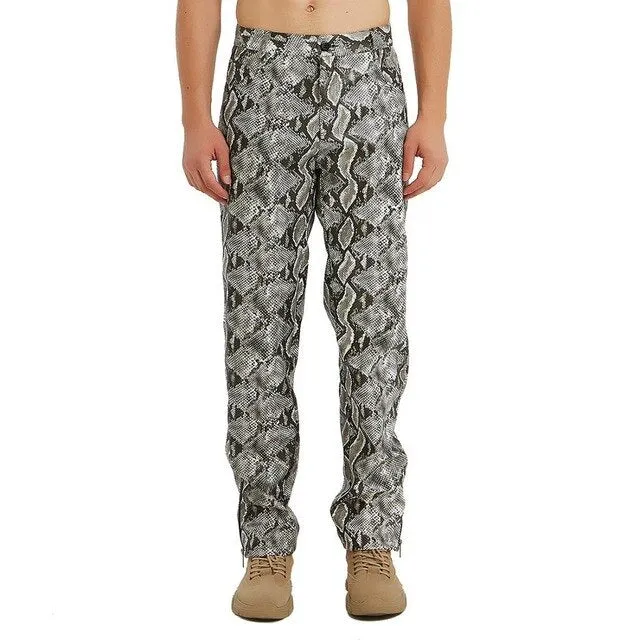 Snake Pattern Dance Stage Style Men Pants