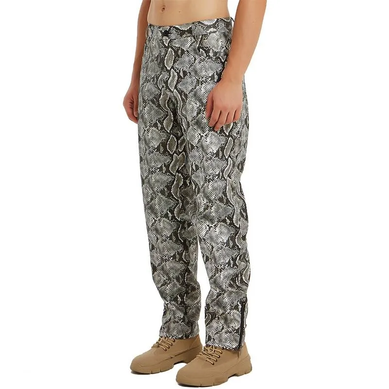 Snake Pattern Dance Stage Style Men Pants