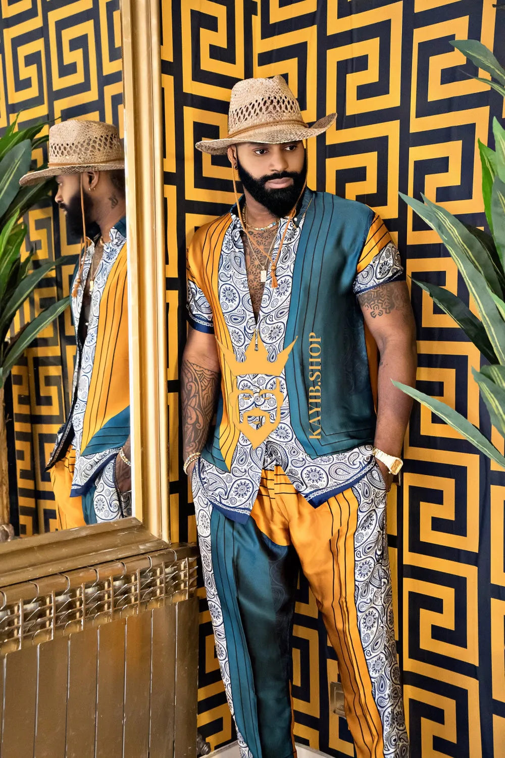 Summer Ready: Men's Silk Shirt and Pant Set