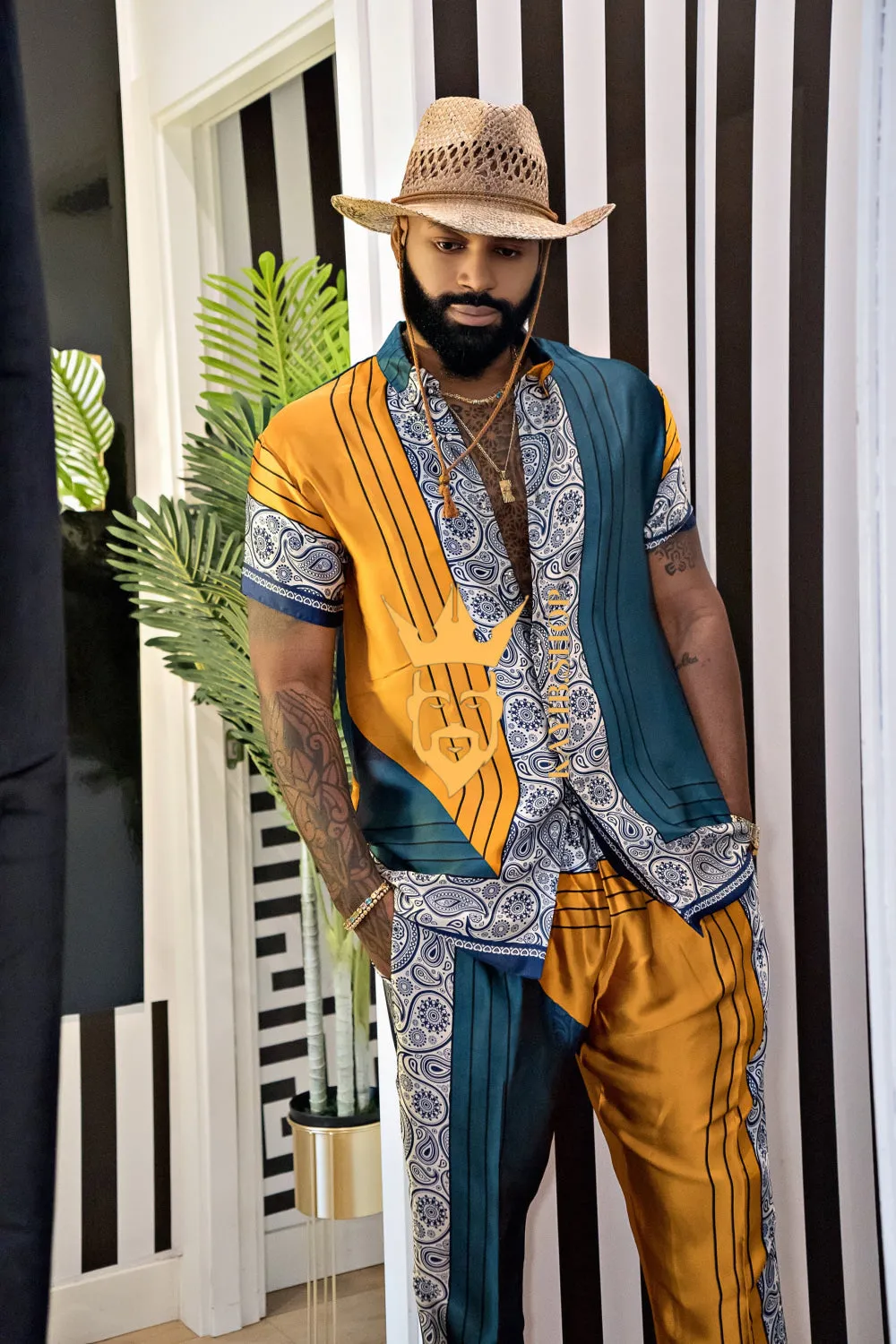 Summer Ready: Men's Silk Shirt and Pant Set