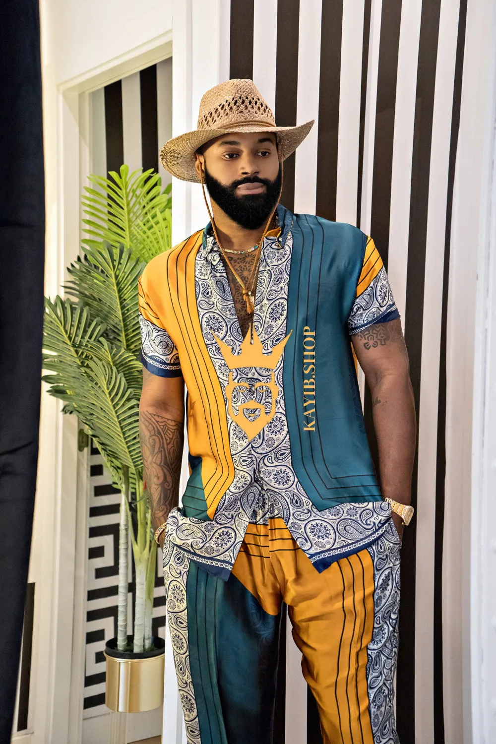 Summer Ready: Men's Silk Shirt and Pant Set