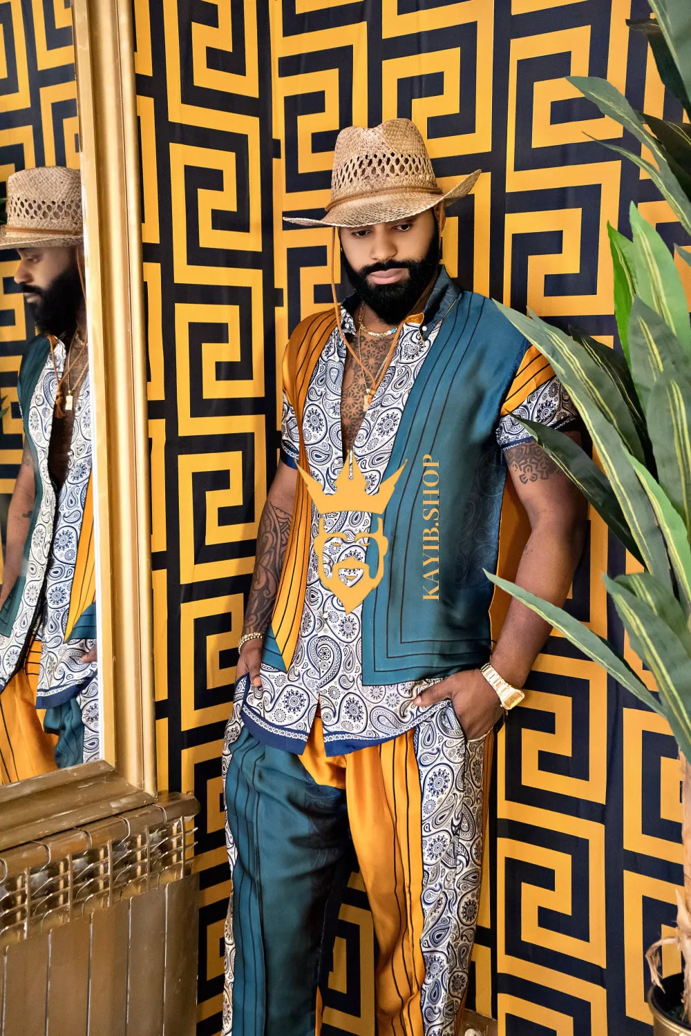 Summer Ready: Men's Silk Shirt and Pant Set