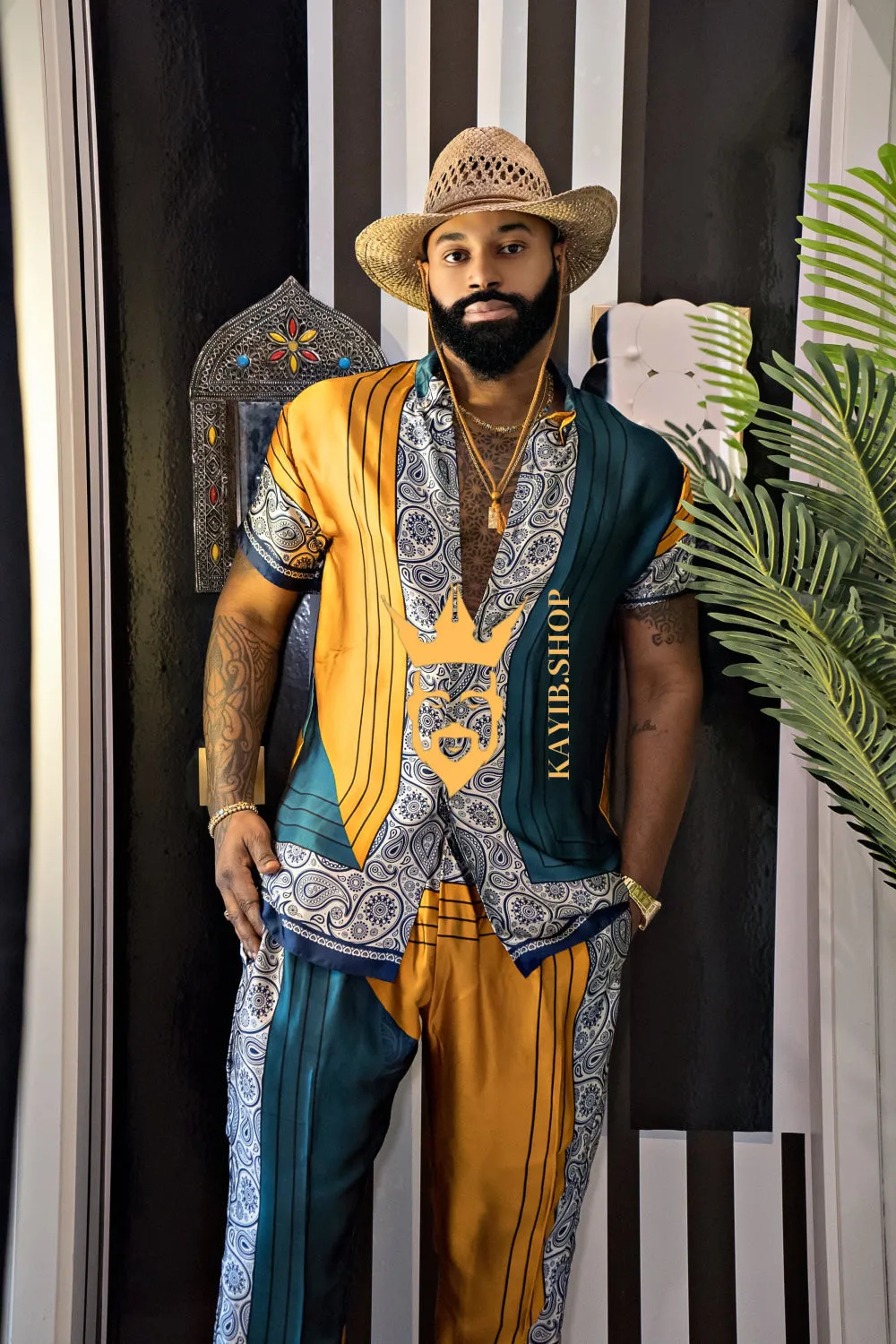 Summer Ready: Men's Silk Shirt and Pant Set