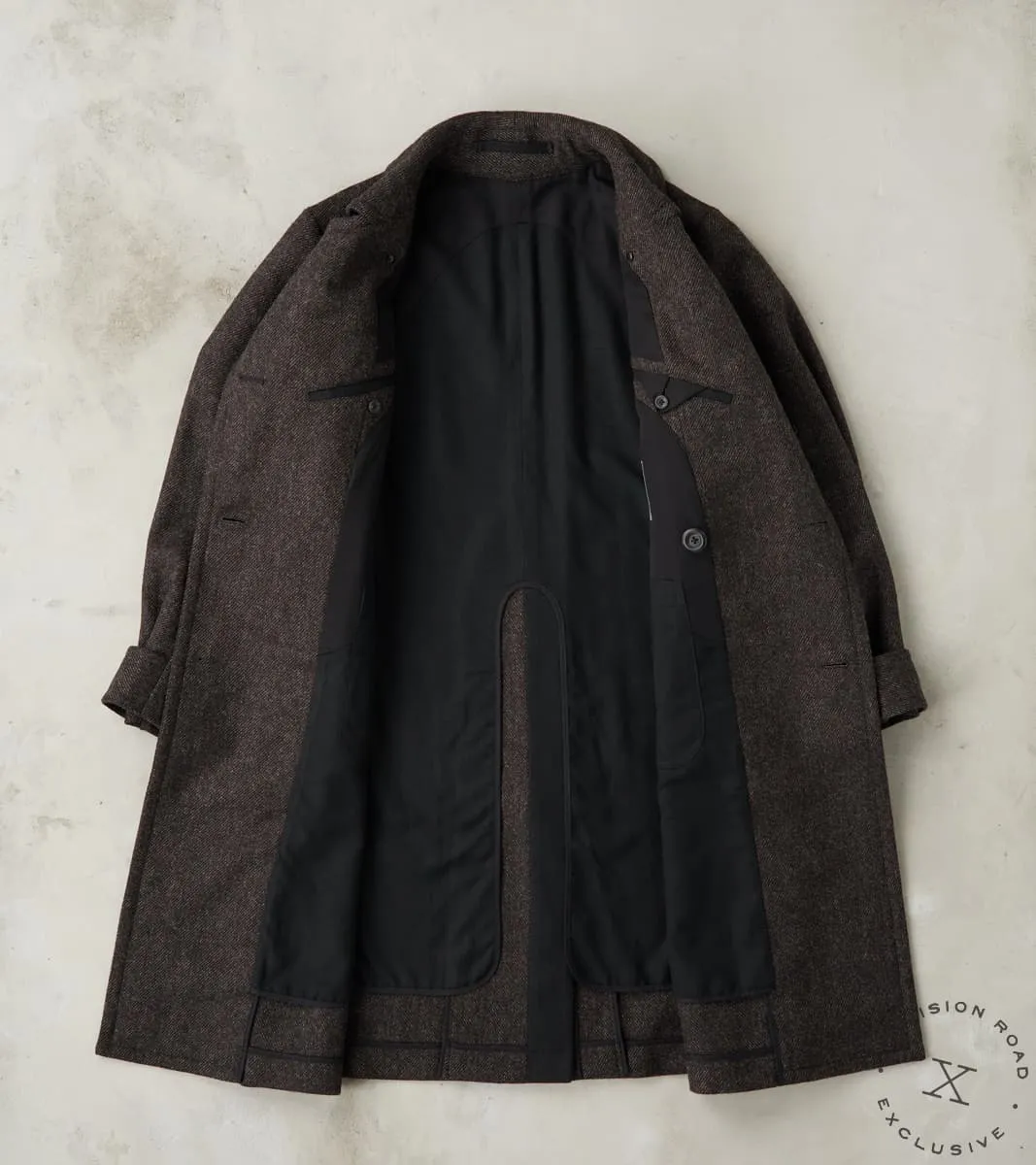 Swiss Army Overcoat - Fox Brothers® Dark Walnut Brown Tweed Twill