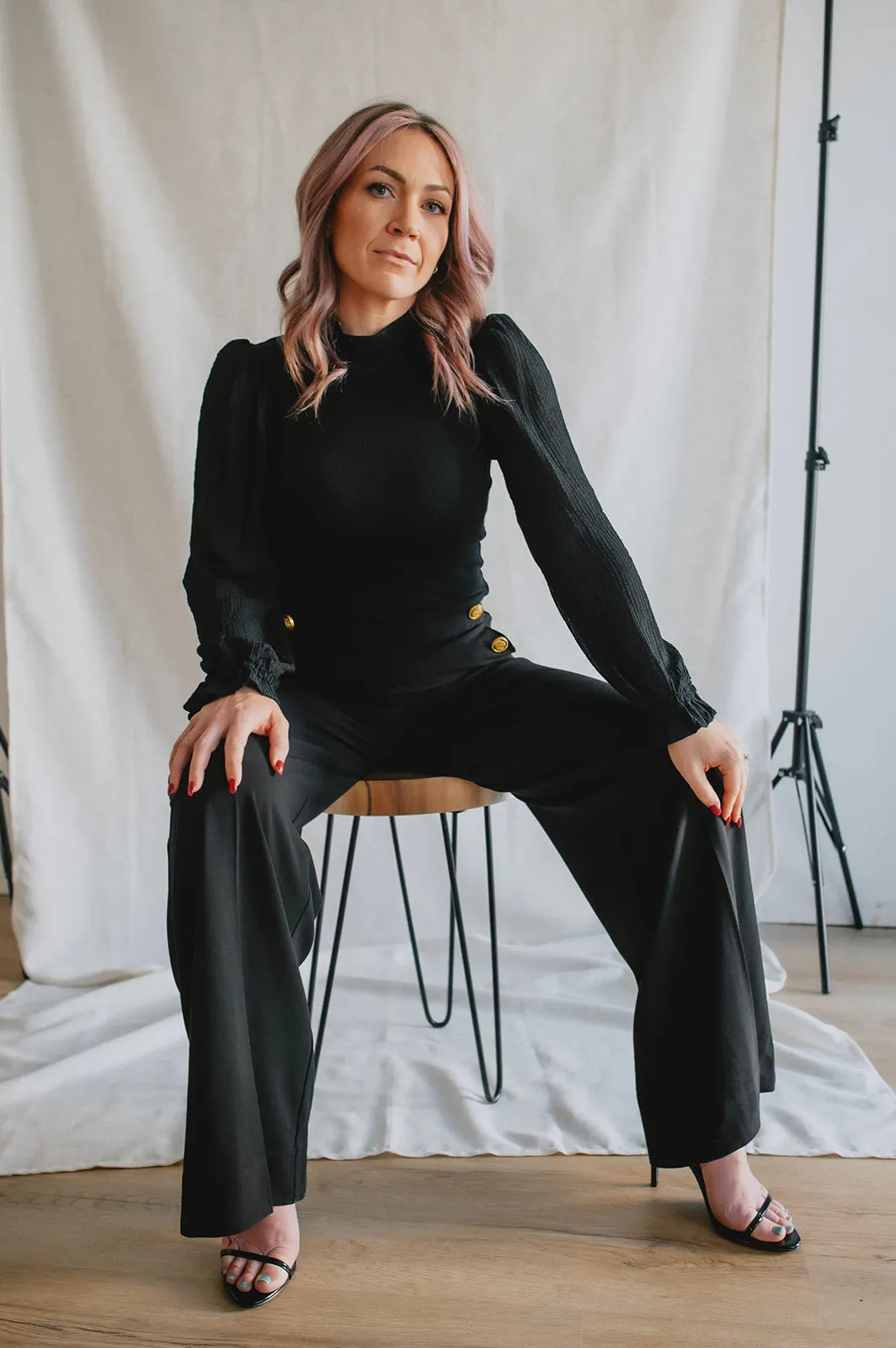 The Danta Button Trouser - Black - PLUS