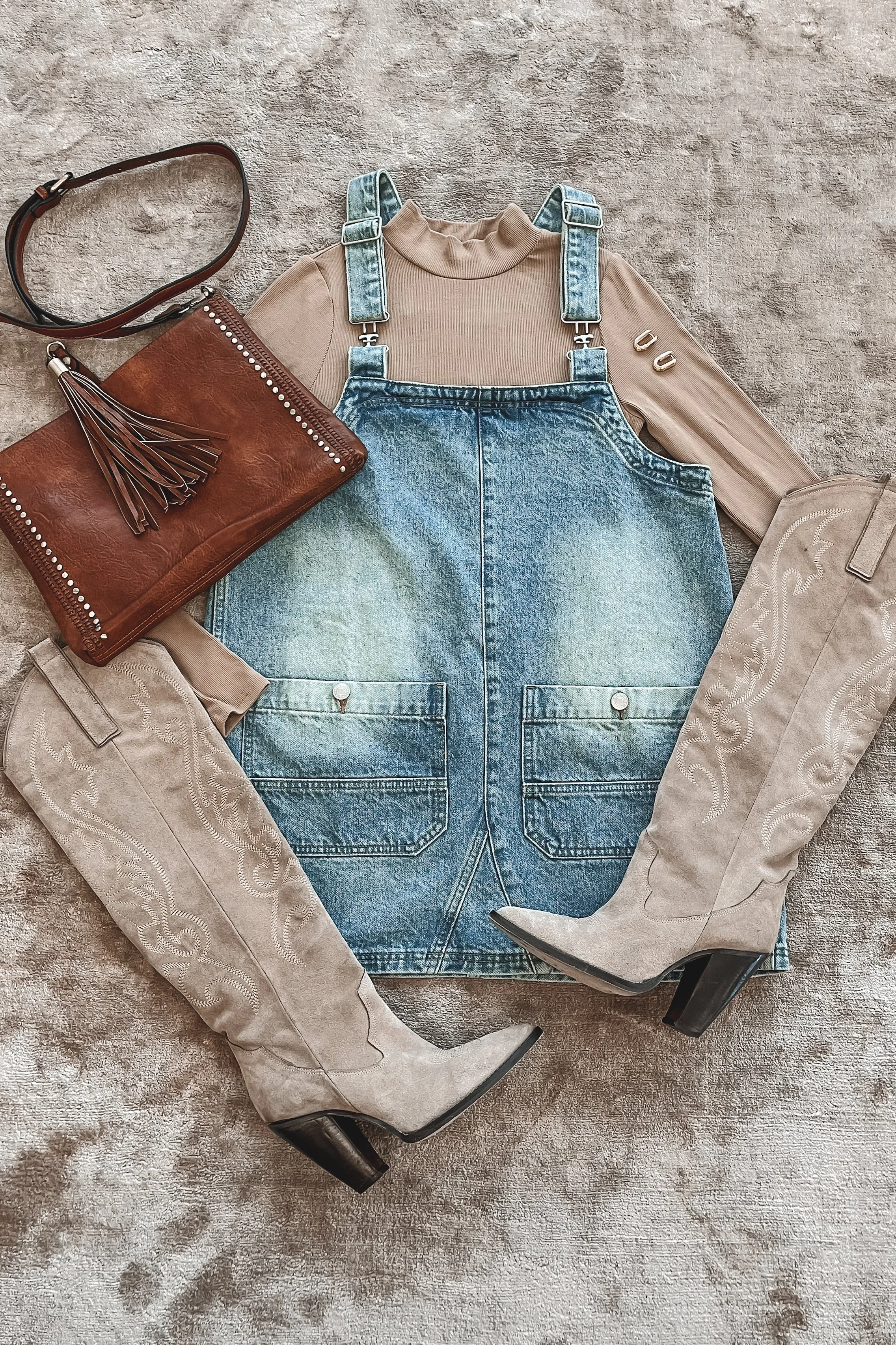 The Day Is Today Denim Overall Mini Dress