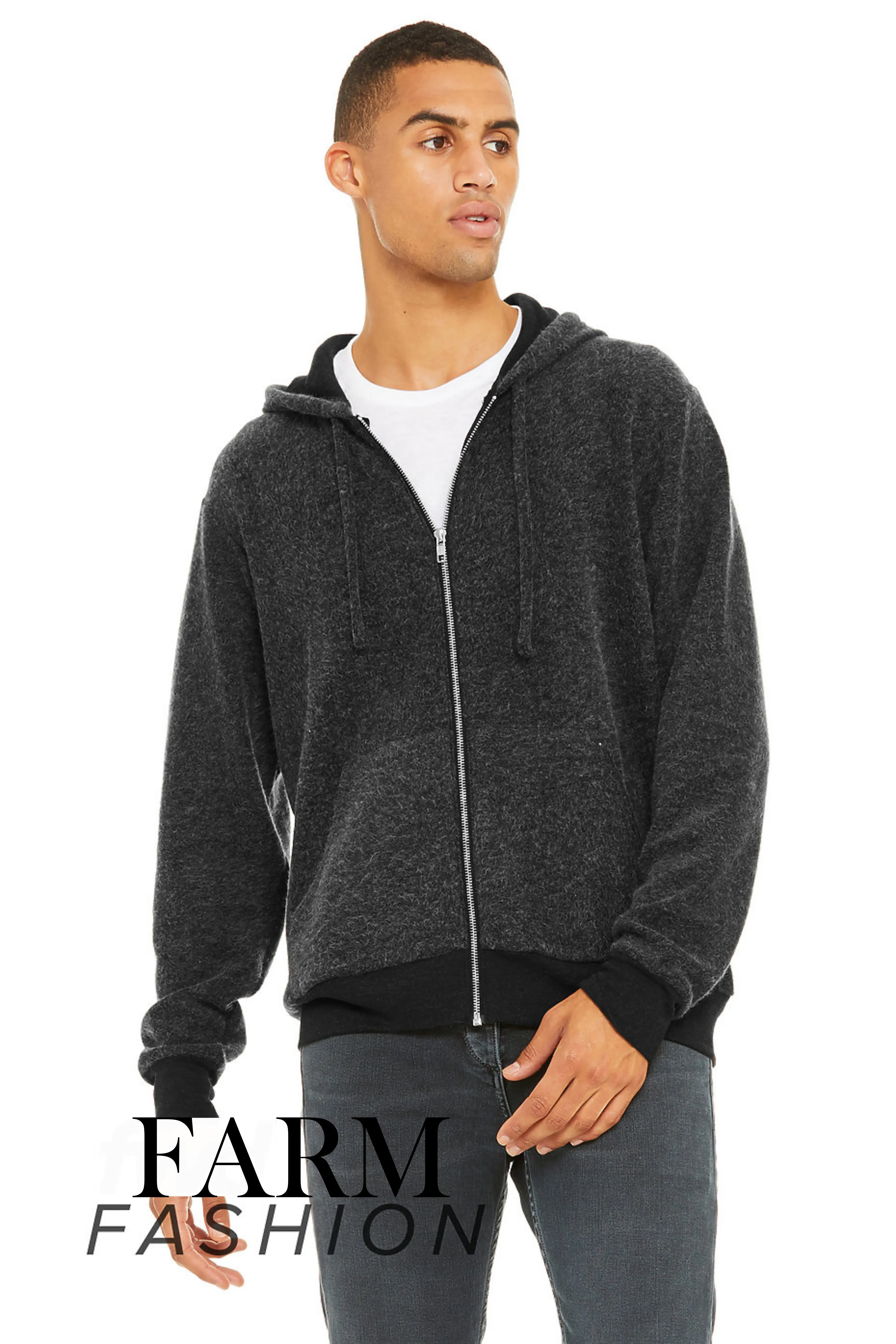 The Statement Sueded Fleece Full Zip Hoodie