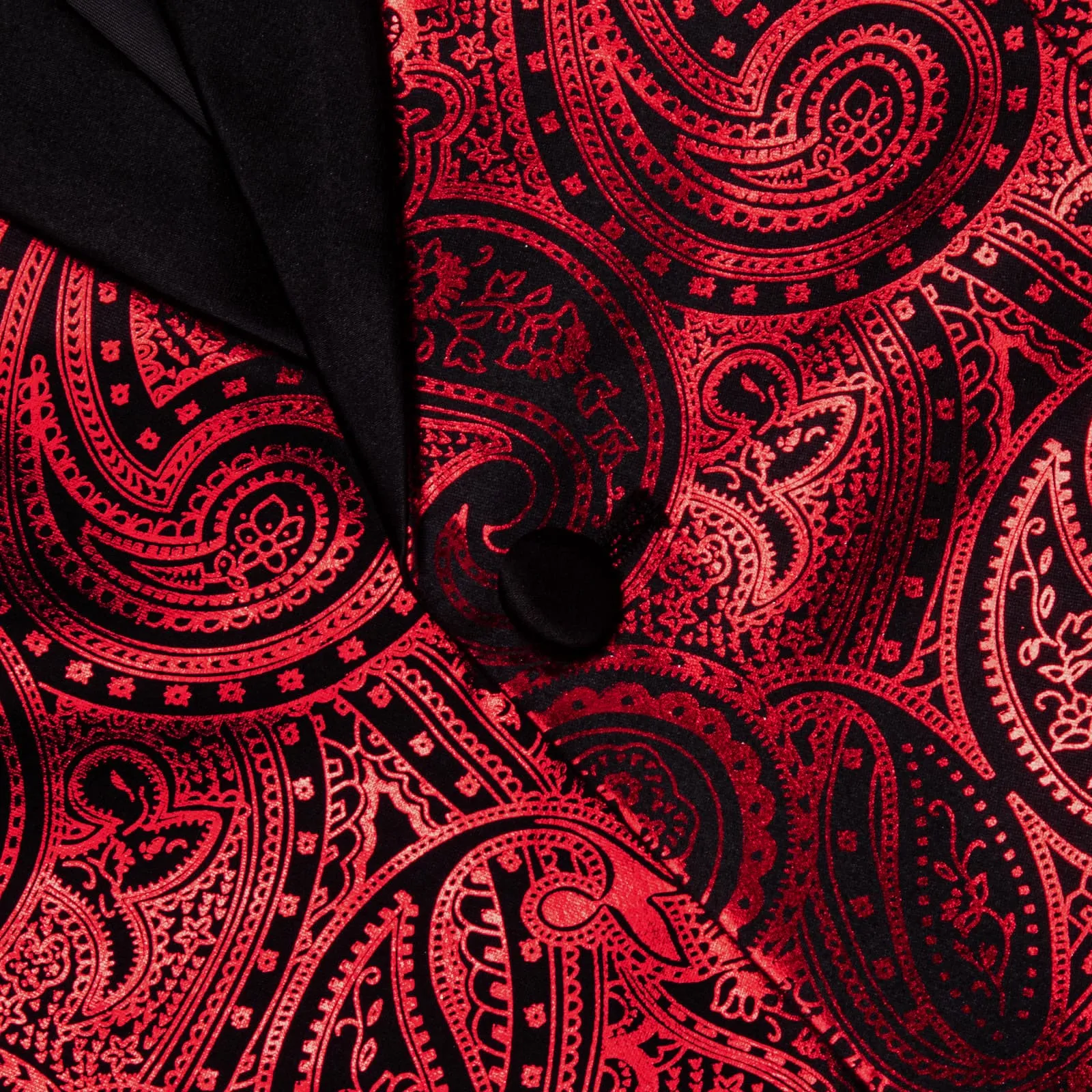 Ties2you Tuxedo Suit Fire Engine Red Paisley Shawl Collar Silk Dress Suit for Men Wedding