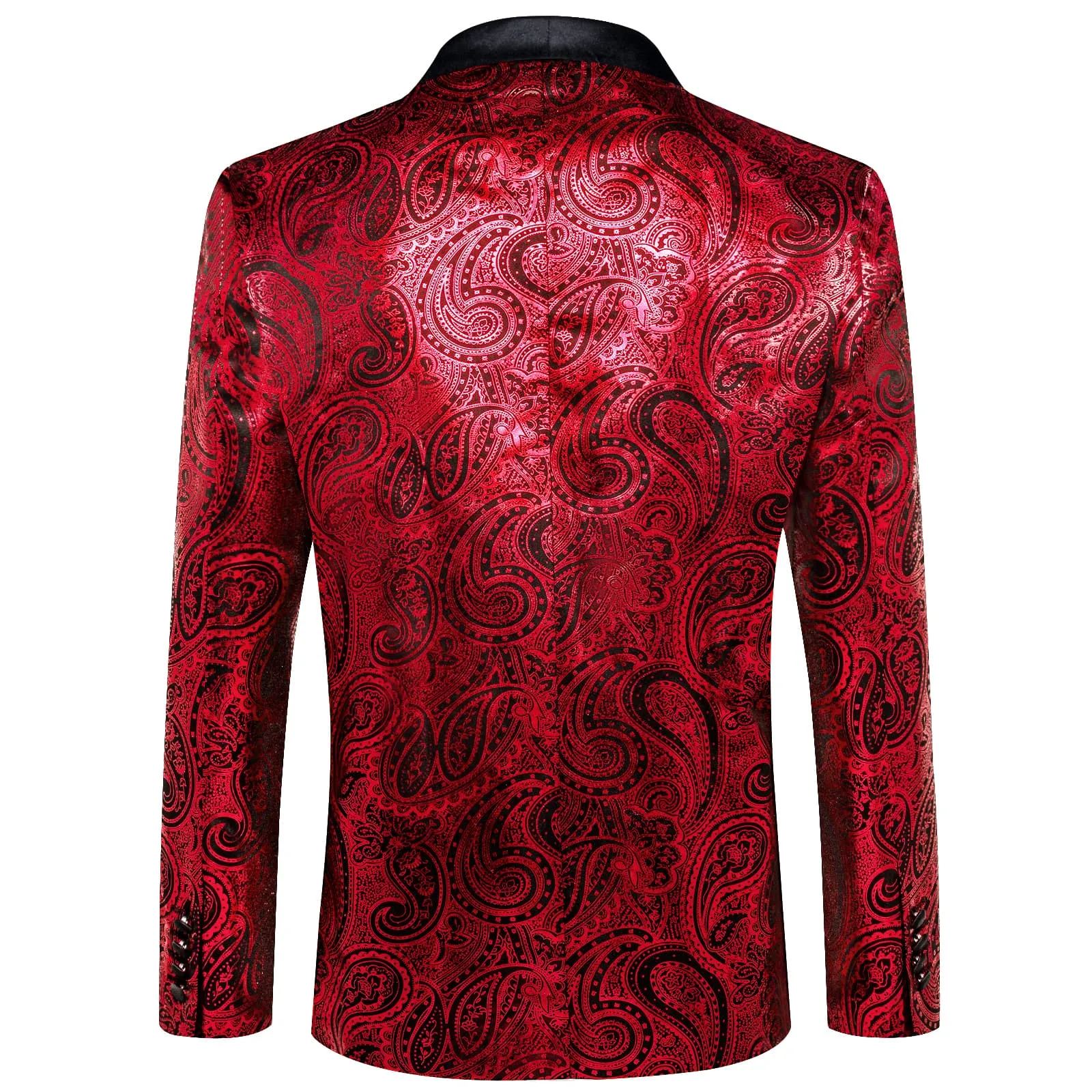 Ties2you Tuxedo Suit Fire Engine Red Paisley Shawl Collar Silk Dress Suit for Men Wedding