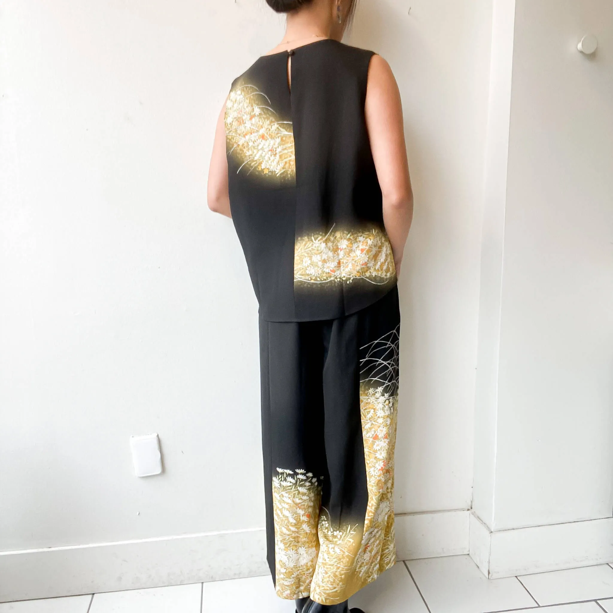 Tsumugi | Vintage Silk Kimono Two Piece | TP10 - Black