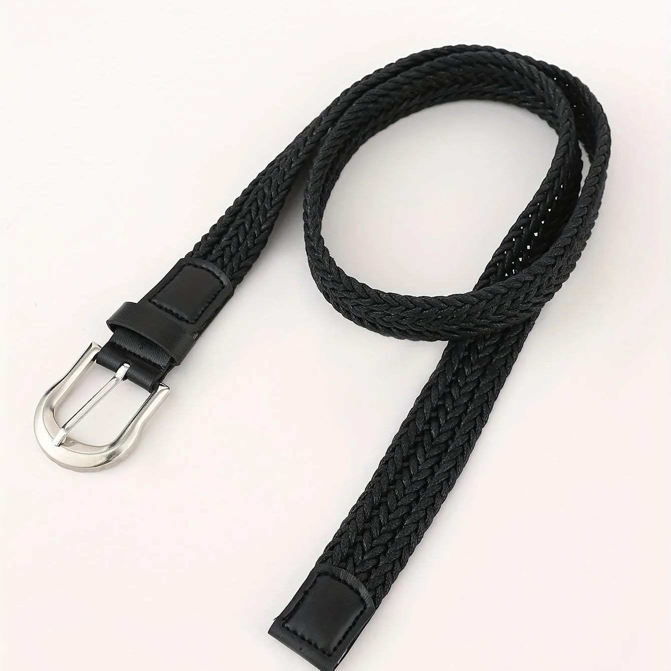 Versatile Braided Belt for Women  Men in Classic Black