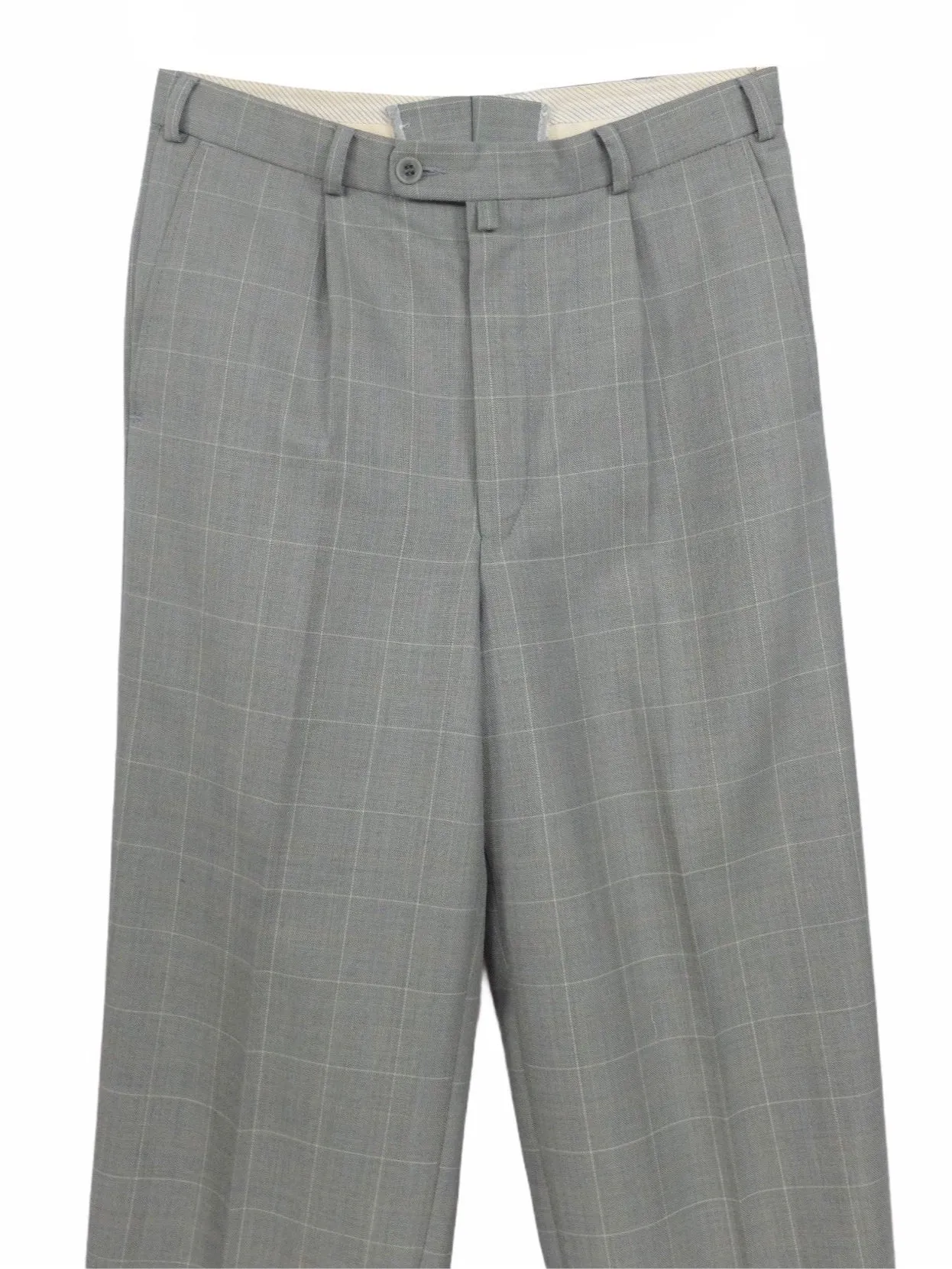 Vintage 00s Y2K Men’s Grey Plaid Check Print Straight Leg Cigarette Trouser Pants | Size 29-30 Waist