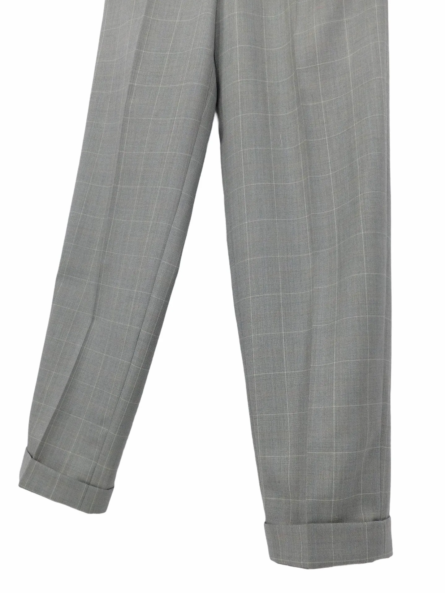 Vintage 00s Y2K Men’s Grey Plaid Check Print Straight Leg Cigarette Trouser Pants | Size 29-30 Waist