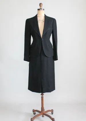 Vintage 1930s Black Tailored Wool Suit