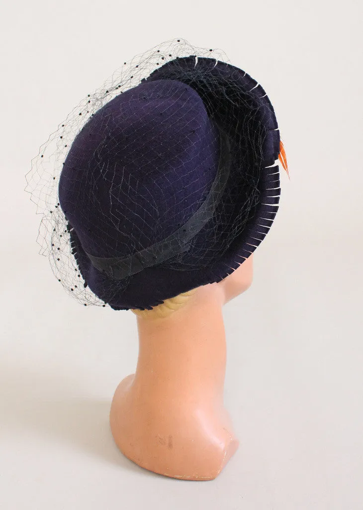 Vintage 1940s Fringe and Feather Winter Hat