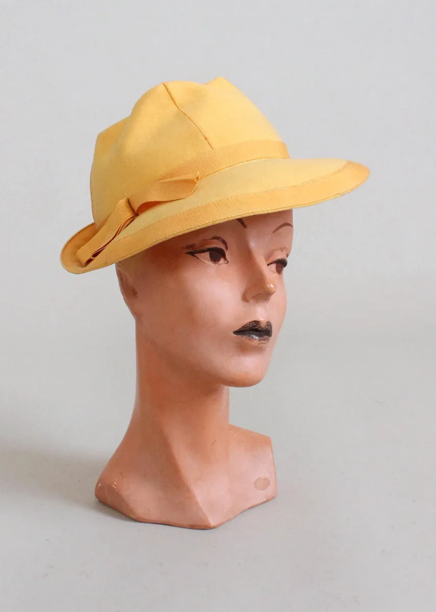 Vintage 1940s Yellow Fedora Hat