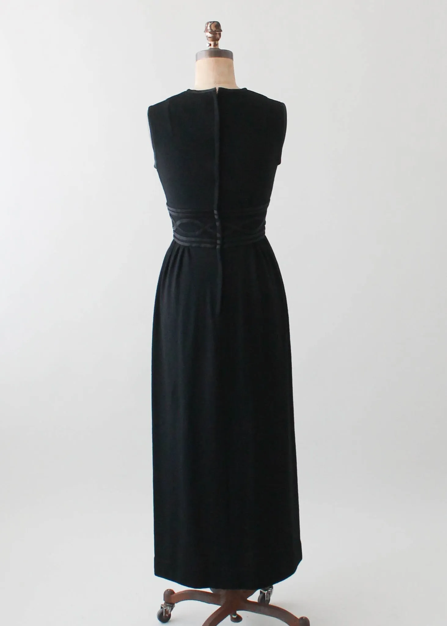 Vintage 1960s Black Wool Column Dress