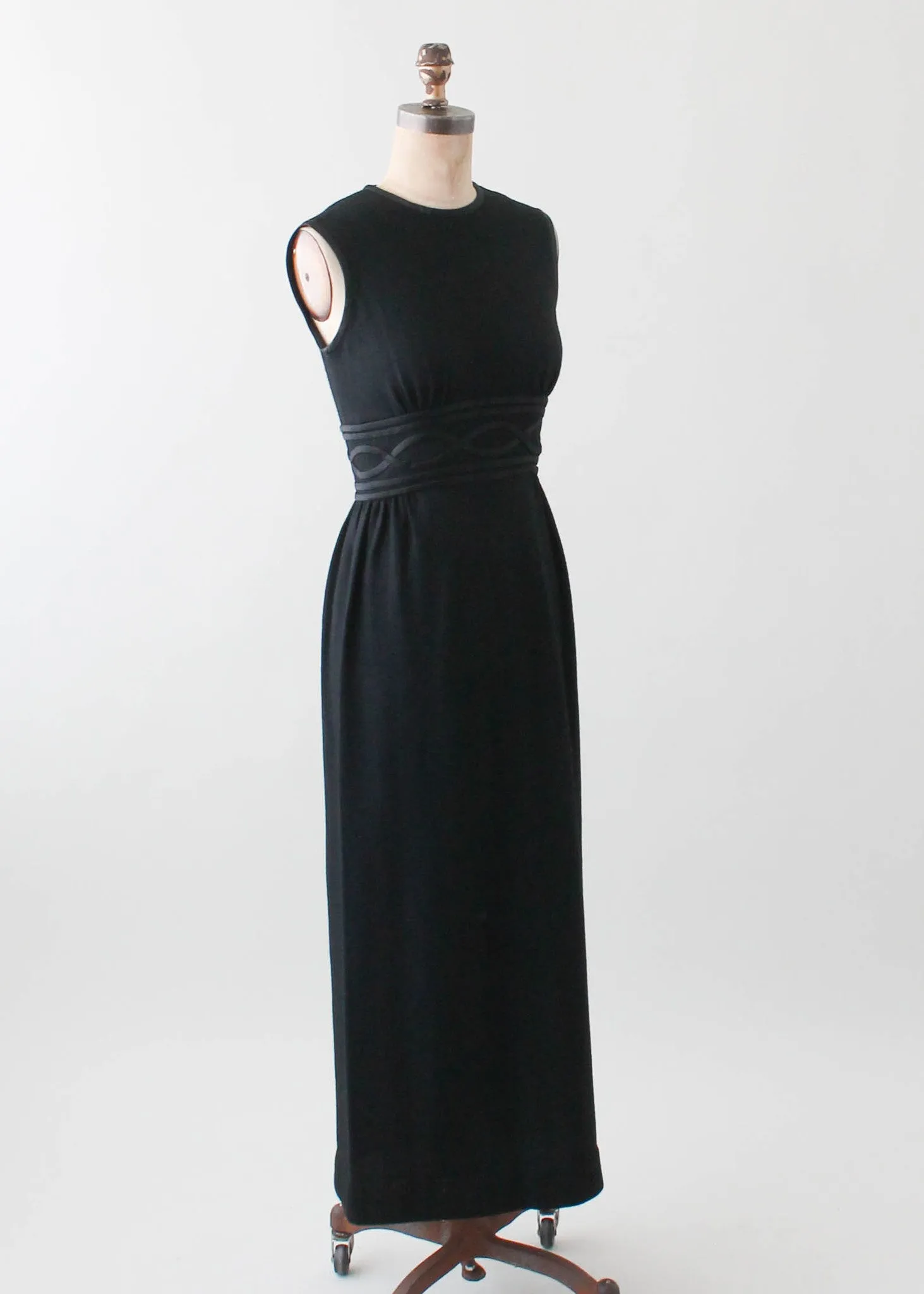 Vintage 1960s Black Wool Column Dress