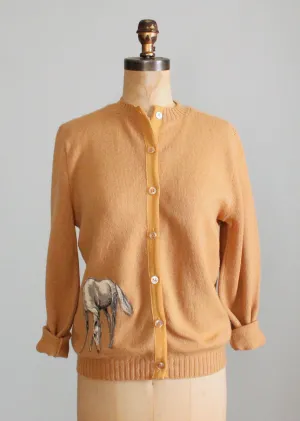 Vintage 1960s Tan Horse Cardigan