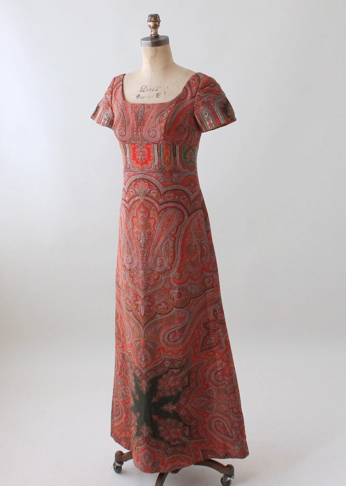 Vintage 1960s Victorian Paisley Shawl Remade Dress