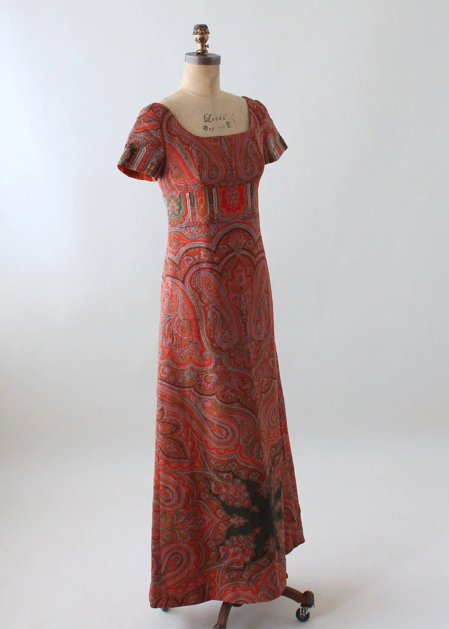 Vintage 1960s Victorian Paisley Shawl Remade Dress