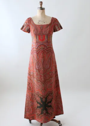 Vintage 1960s Victorian Paisley Shawl Remade Dress