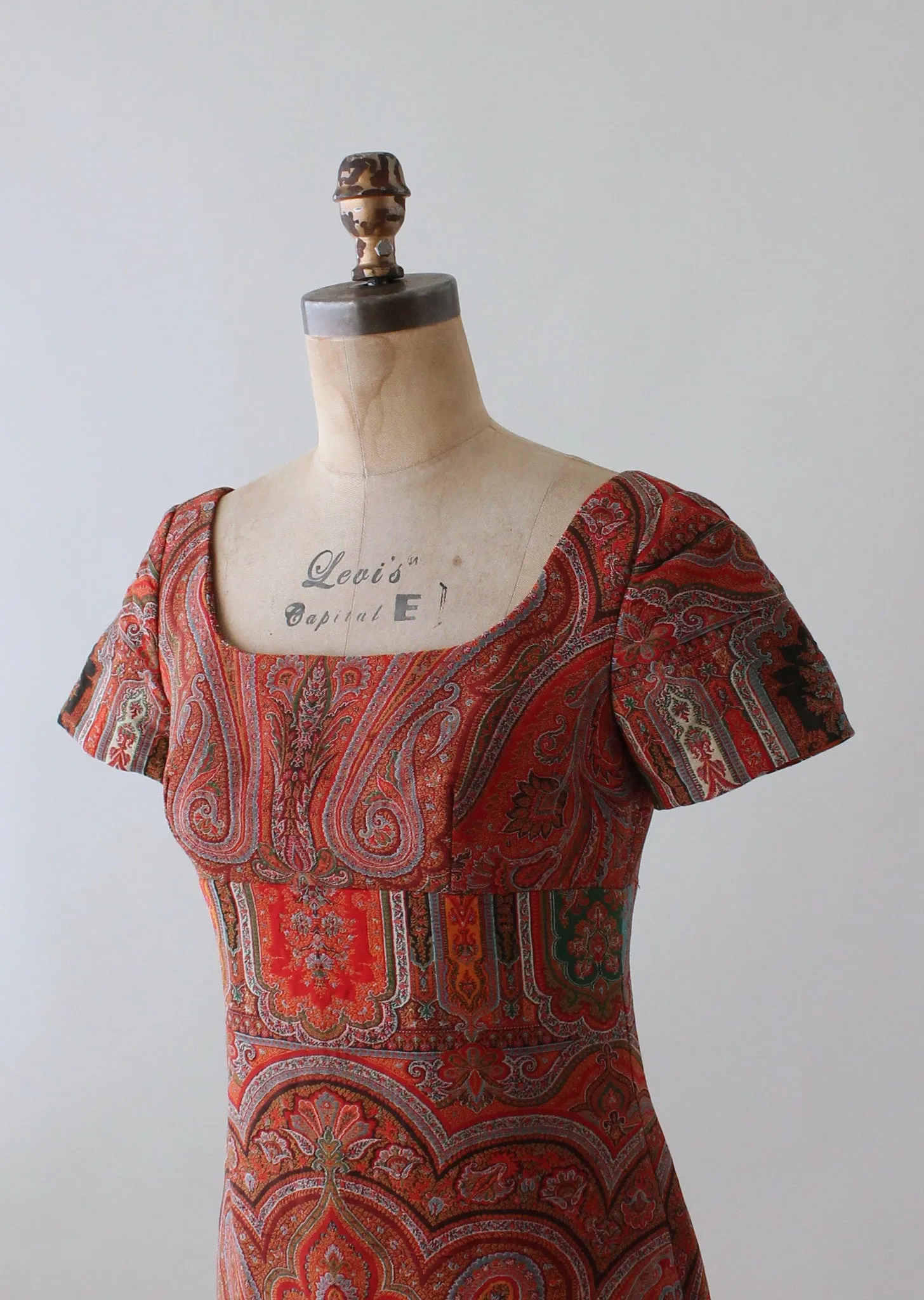 Vintage 1960s Victorian Paisley Shawl Remade Dress